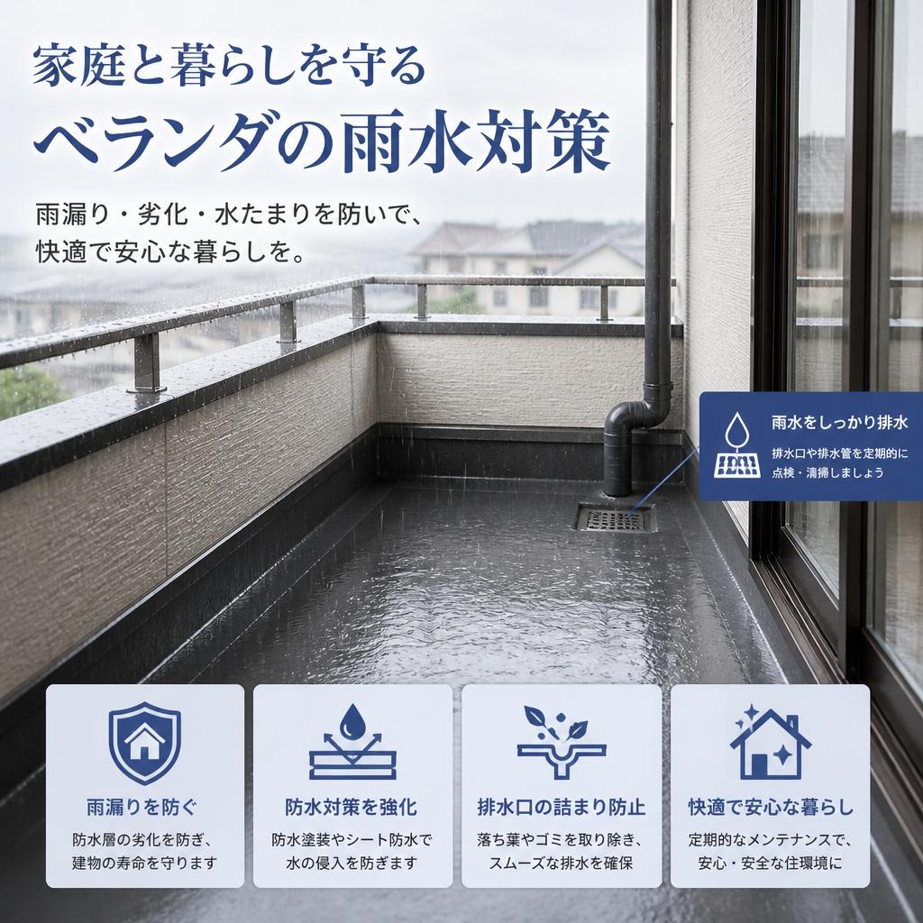 家庭と暮らしを守るベランダの雨水対策
