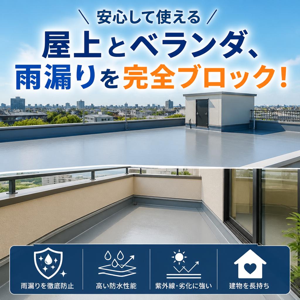 安心して使える屋上とベランダ、雨漏りを完全ブロック！