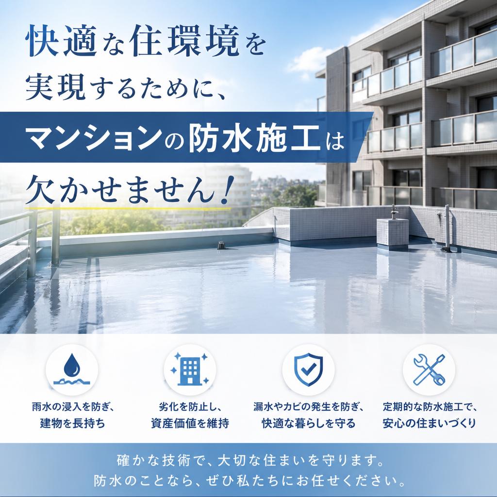 快適な住環境を実現するために、マンションの防水施工は欠かせません！