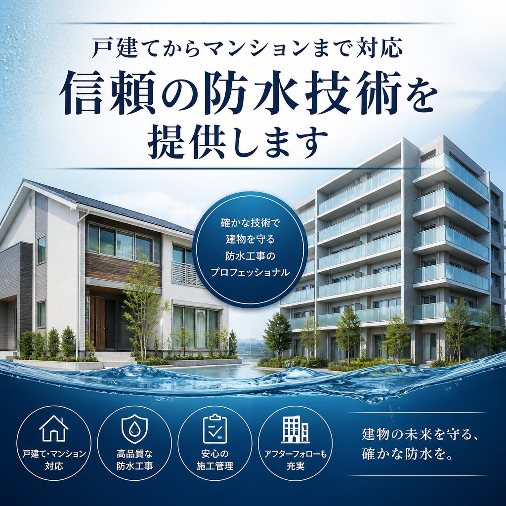 戸建てからマンションまで対応、信頼の防水技術を提供します