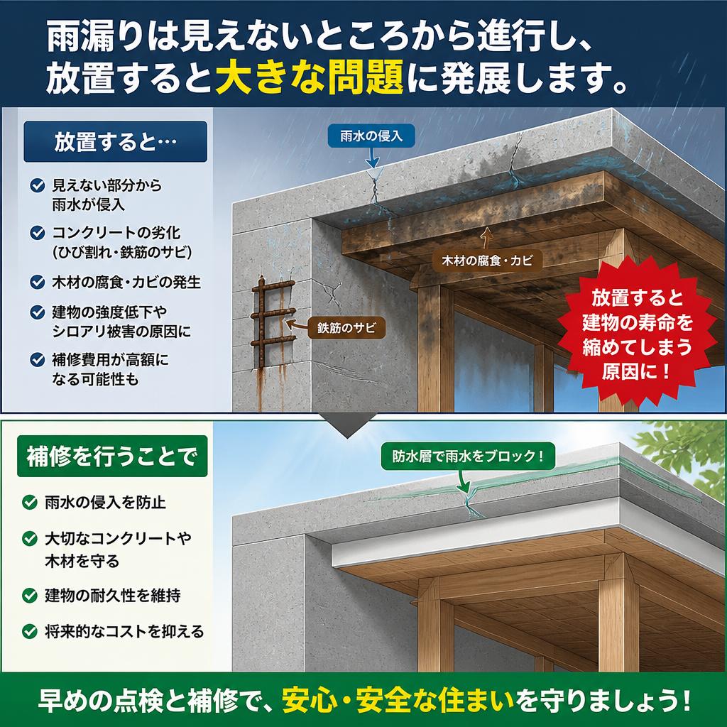 雨漏りを防ぐための補修が必要な理由