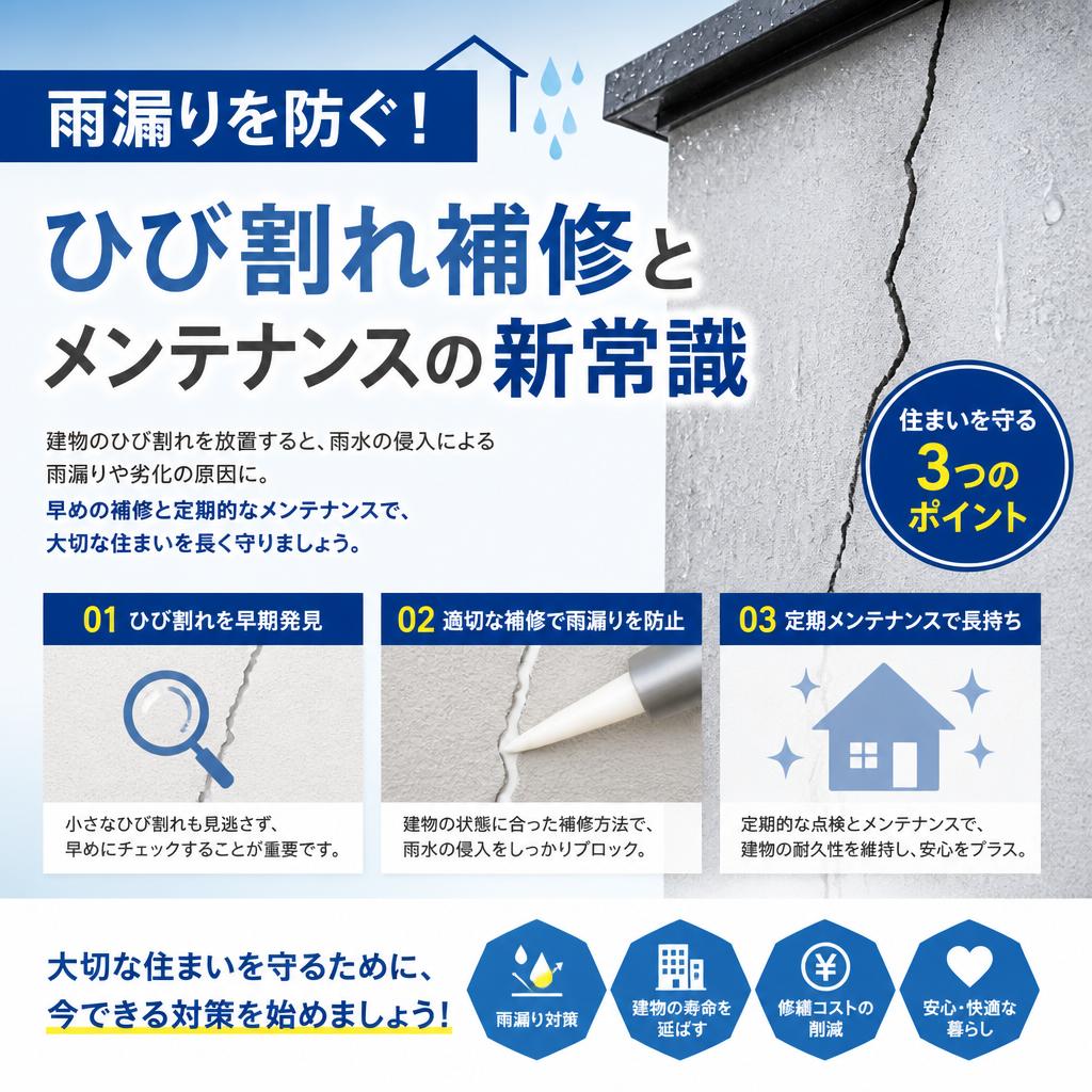 雨漏りを防ぐ！ひび割れ補修とメンテナンスの新常識