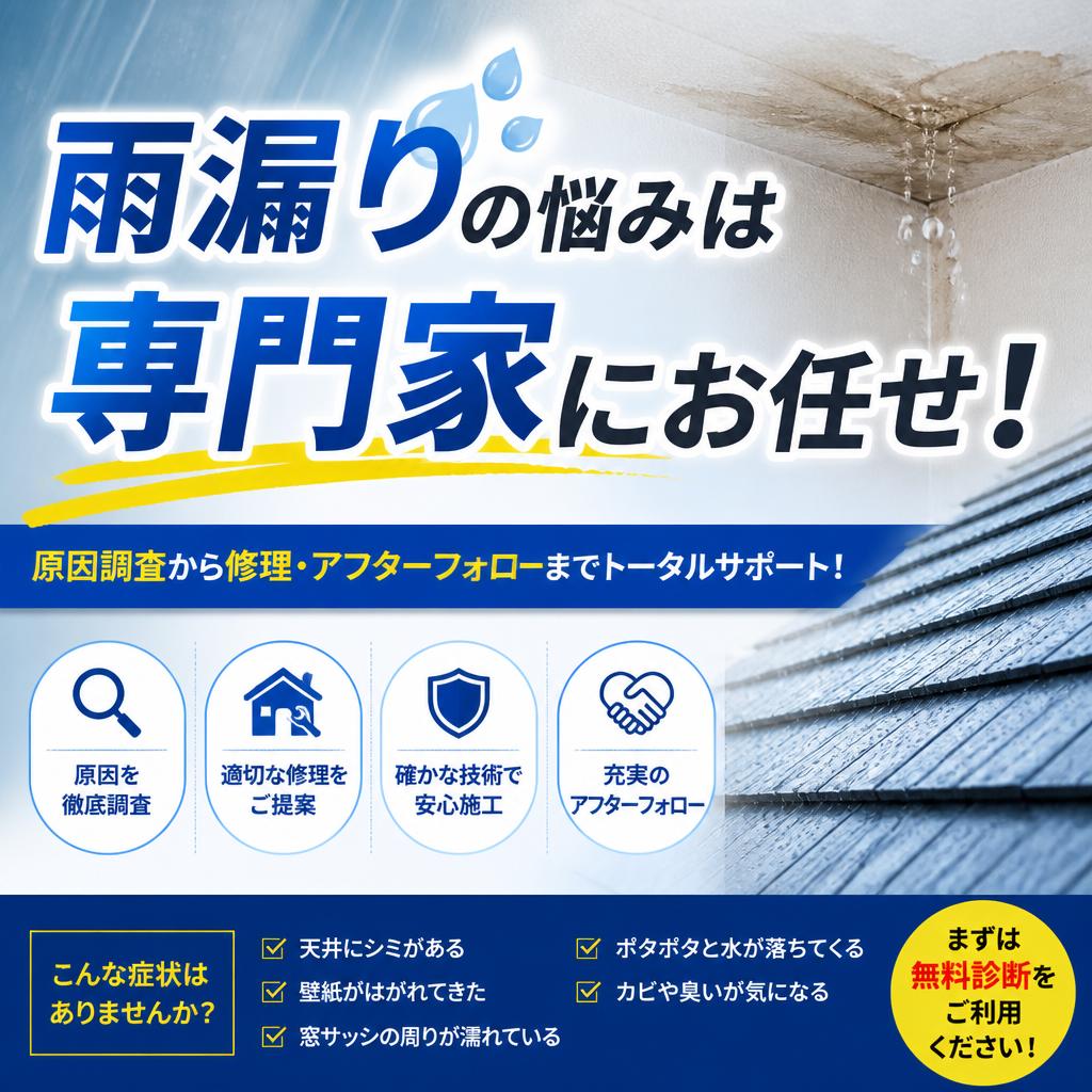 雨漏りの悩みは専門家にお任せ！