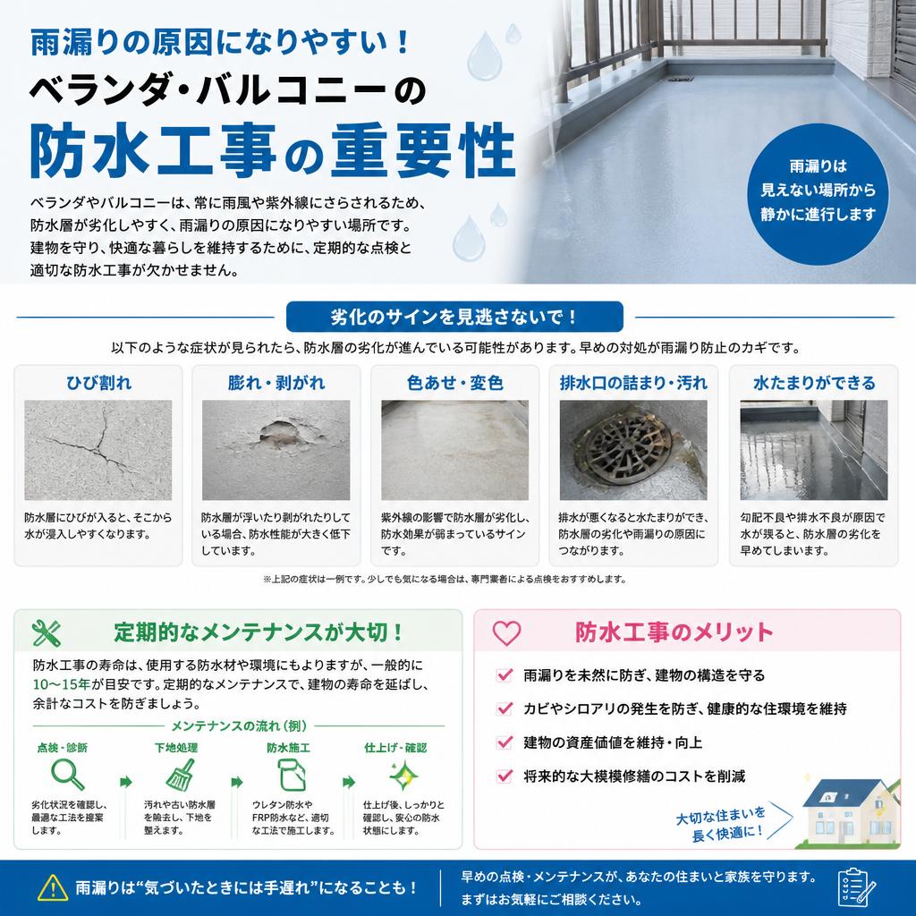 ベランダ・バルコニー防水の重要性