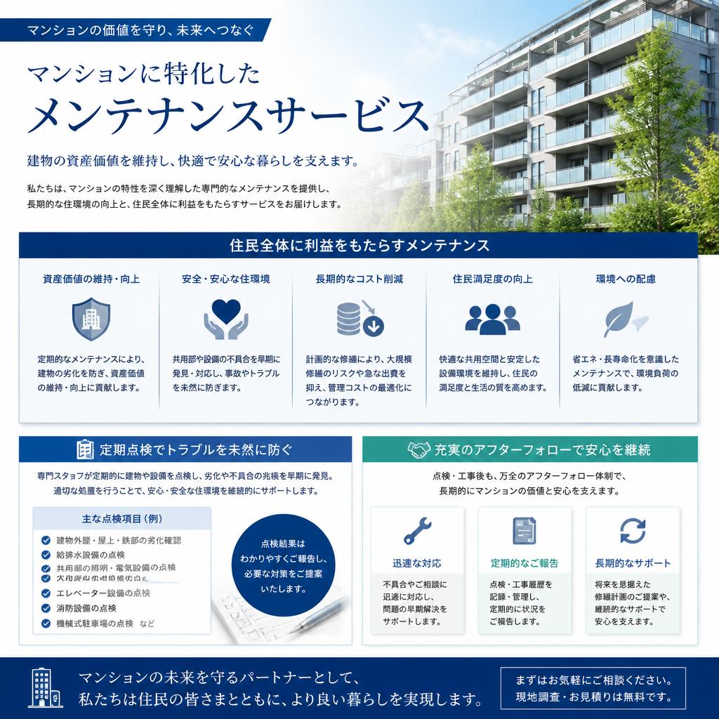 マンションメンテナンスのサービス