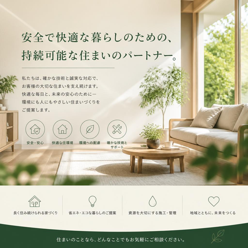 安全で快適な暮らしのための、持続可能な住まいのパートナー。