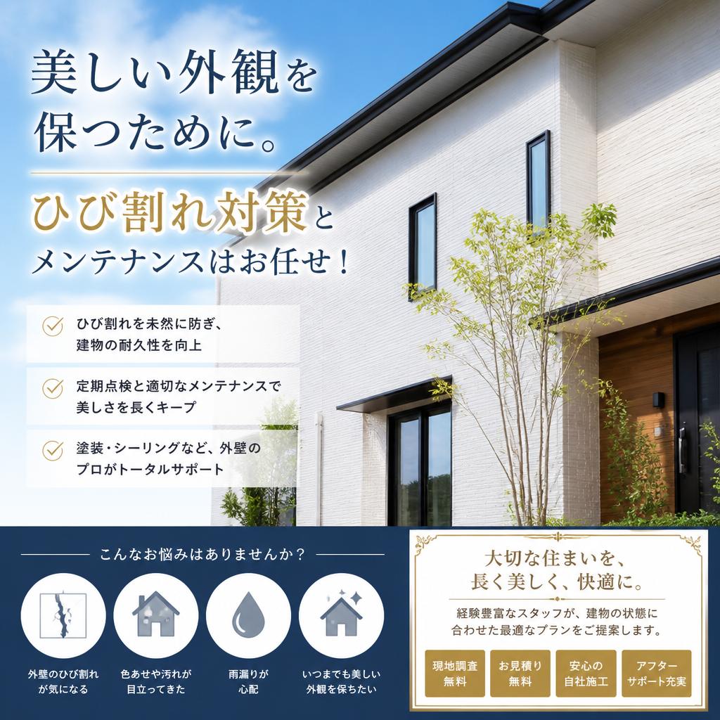 美しい外観を保つために。ひび割れ対策とメンテナンスはお任せ！
