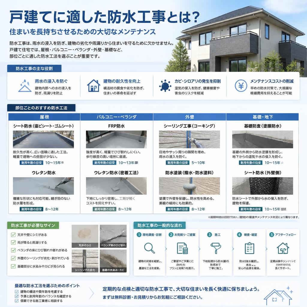 戸建てに最適な防水工事とは？