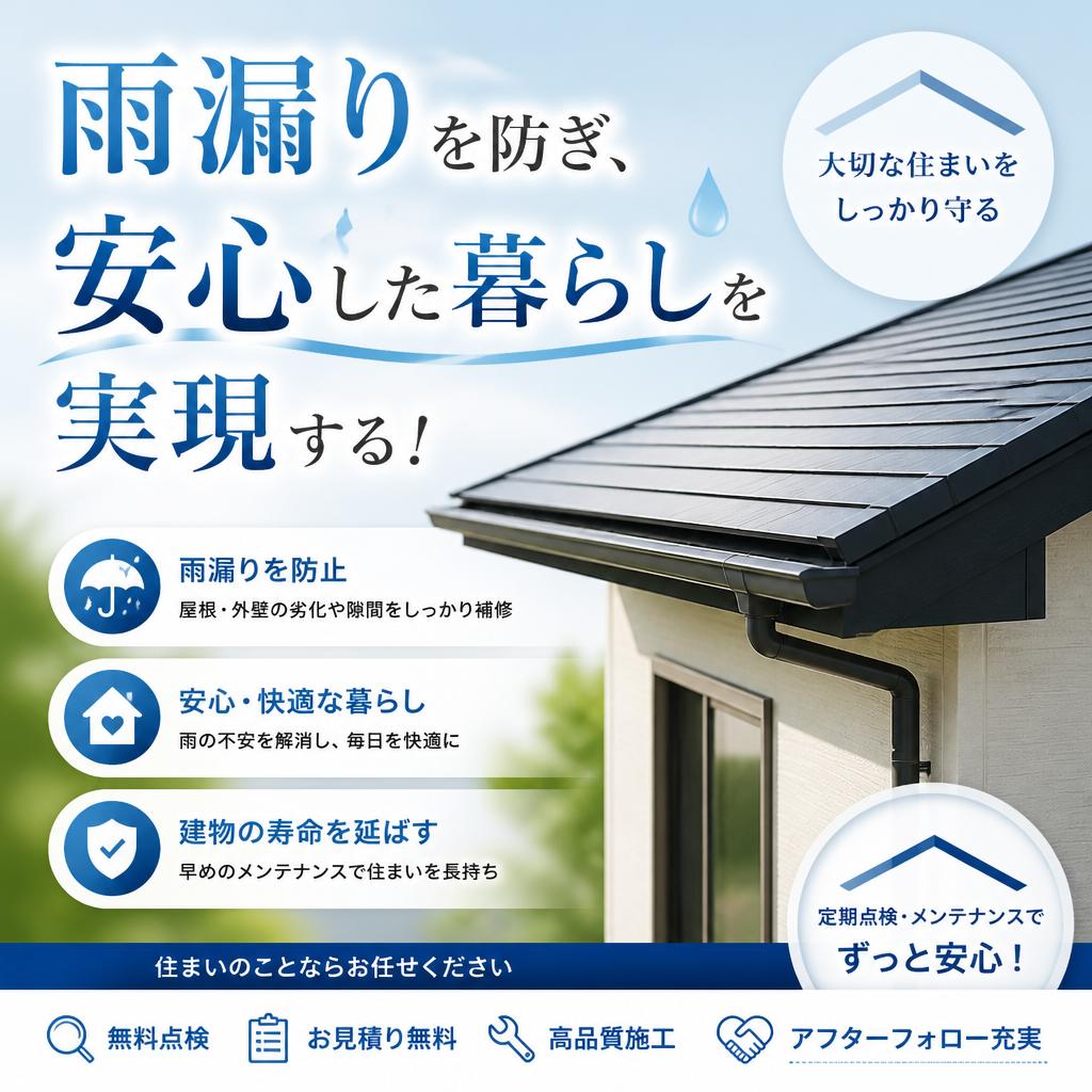 雨漏りを防ぎ、安心した暮らしを実現する！