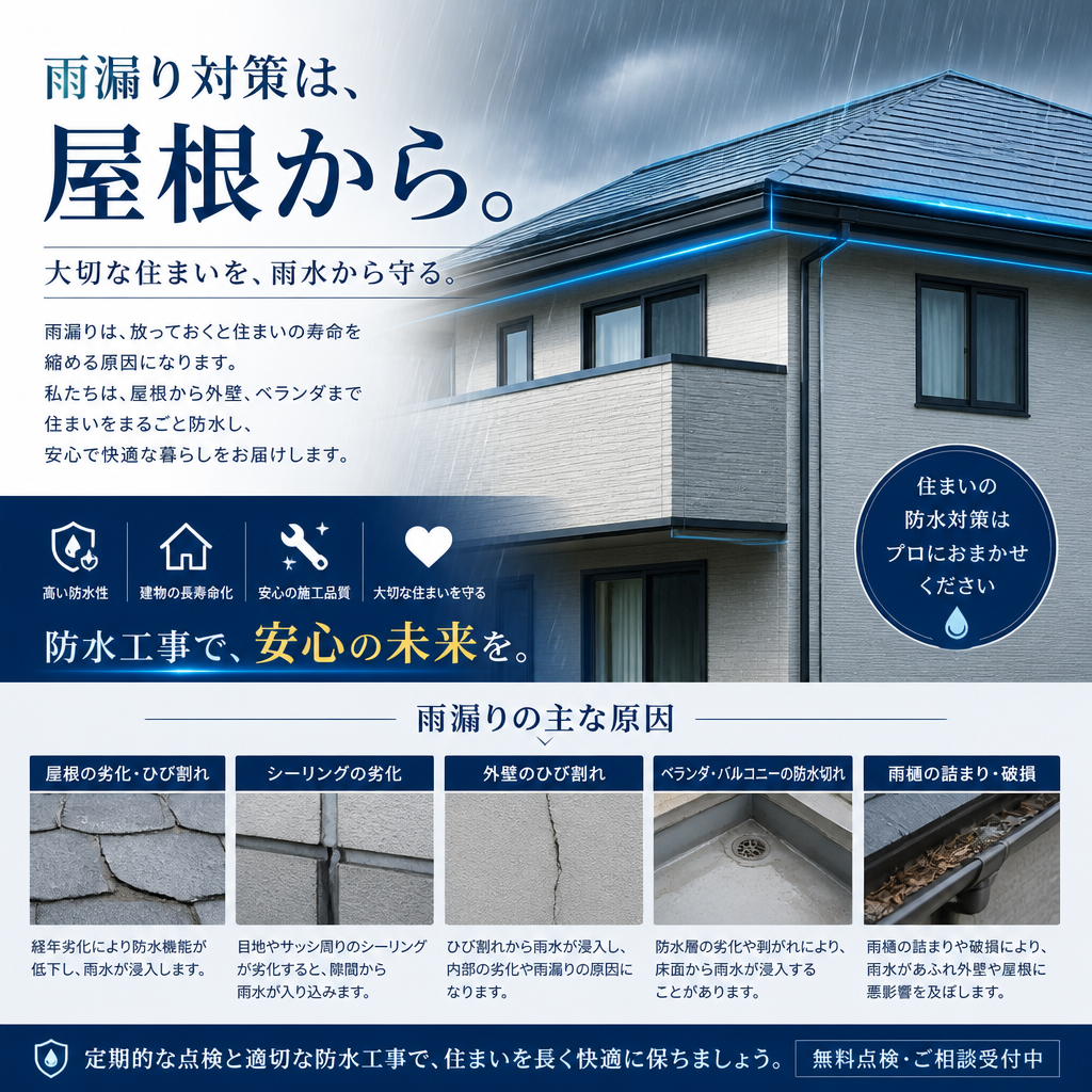 屋根から始まる雨漏り対策、あなたの大切な家を守ります