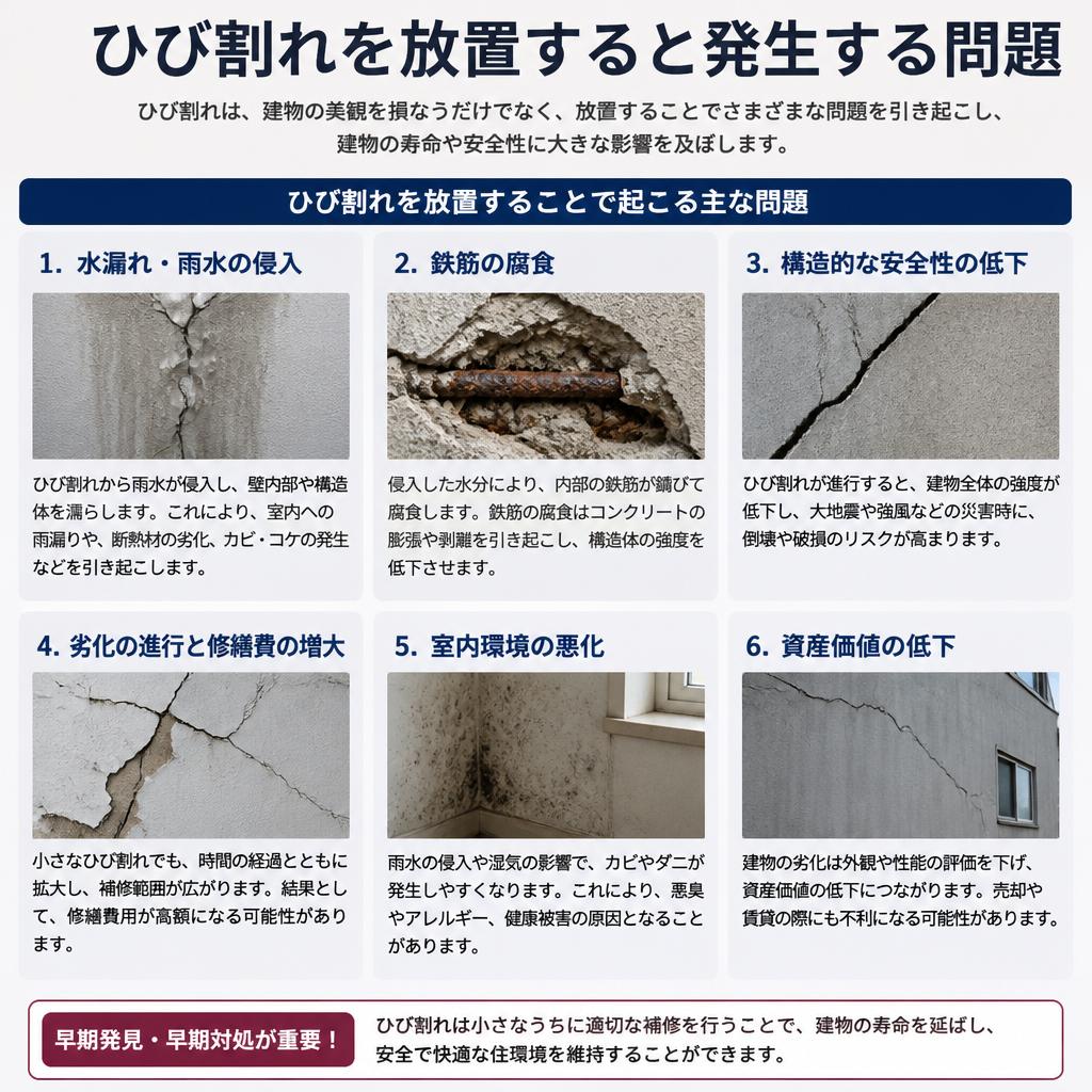 2. ひび割れ放置のリスク