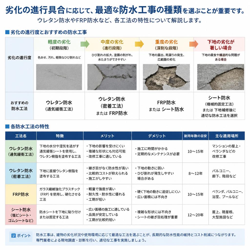 防水工事の種類と選び方