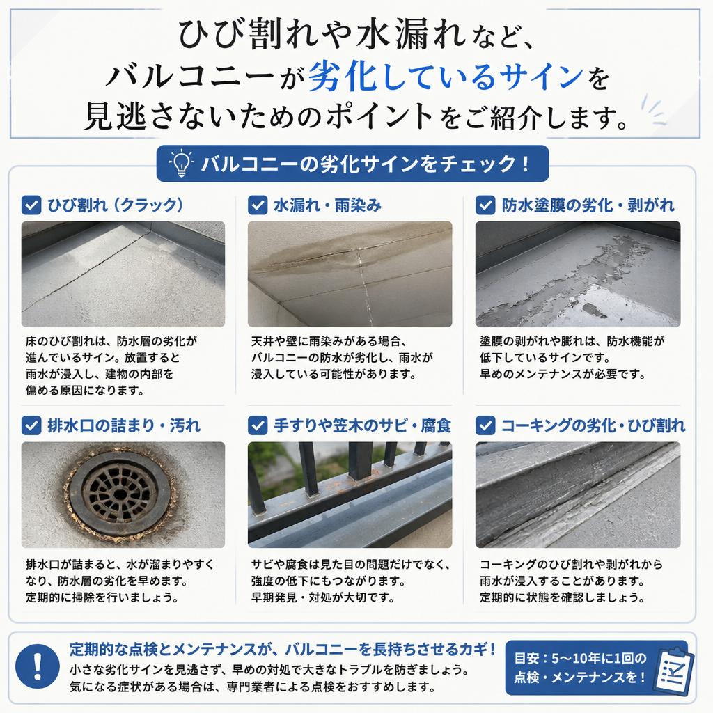 2. バルコニーの劣化サイン
