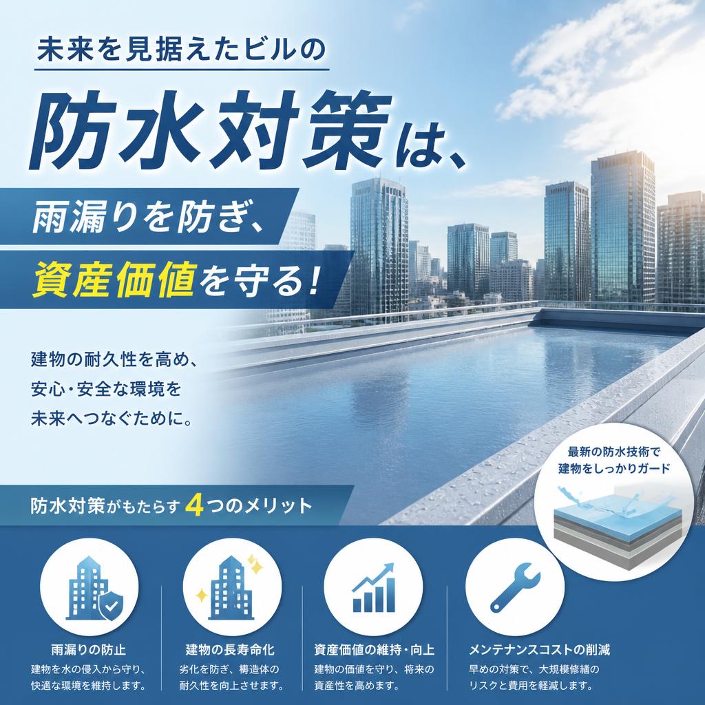 未来を見据えたビルの防水対策は、雨漏りを防ぎ、資産価値を守る！