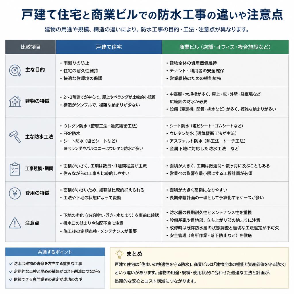 4. 戸建てとビルの防水工事の違い