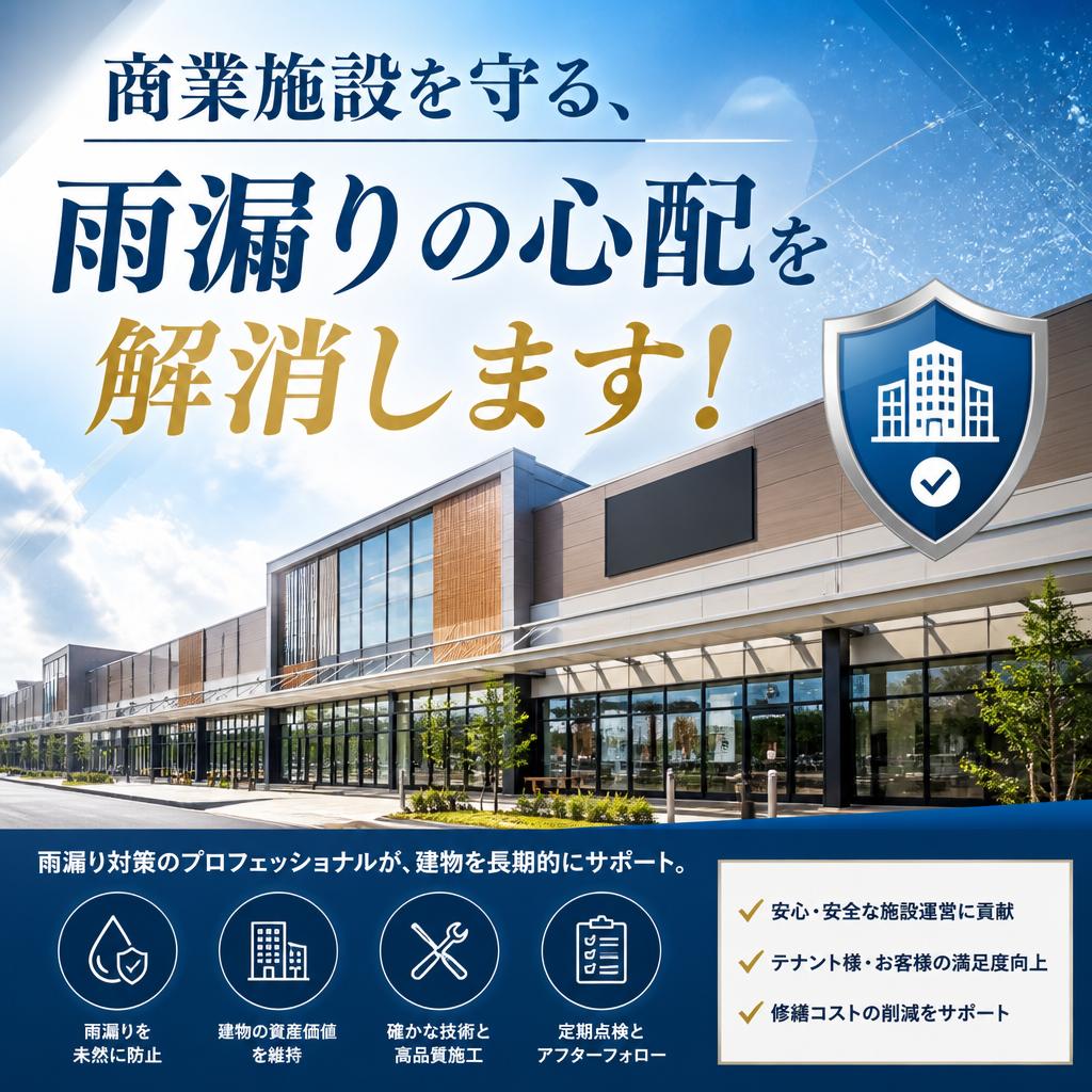 商業施設を守る、雨漏りの心配を解消します！