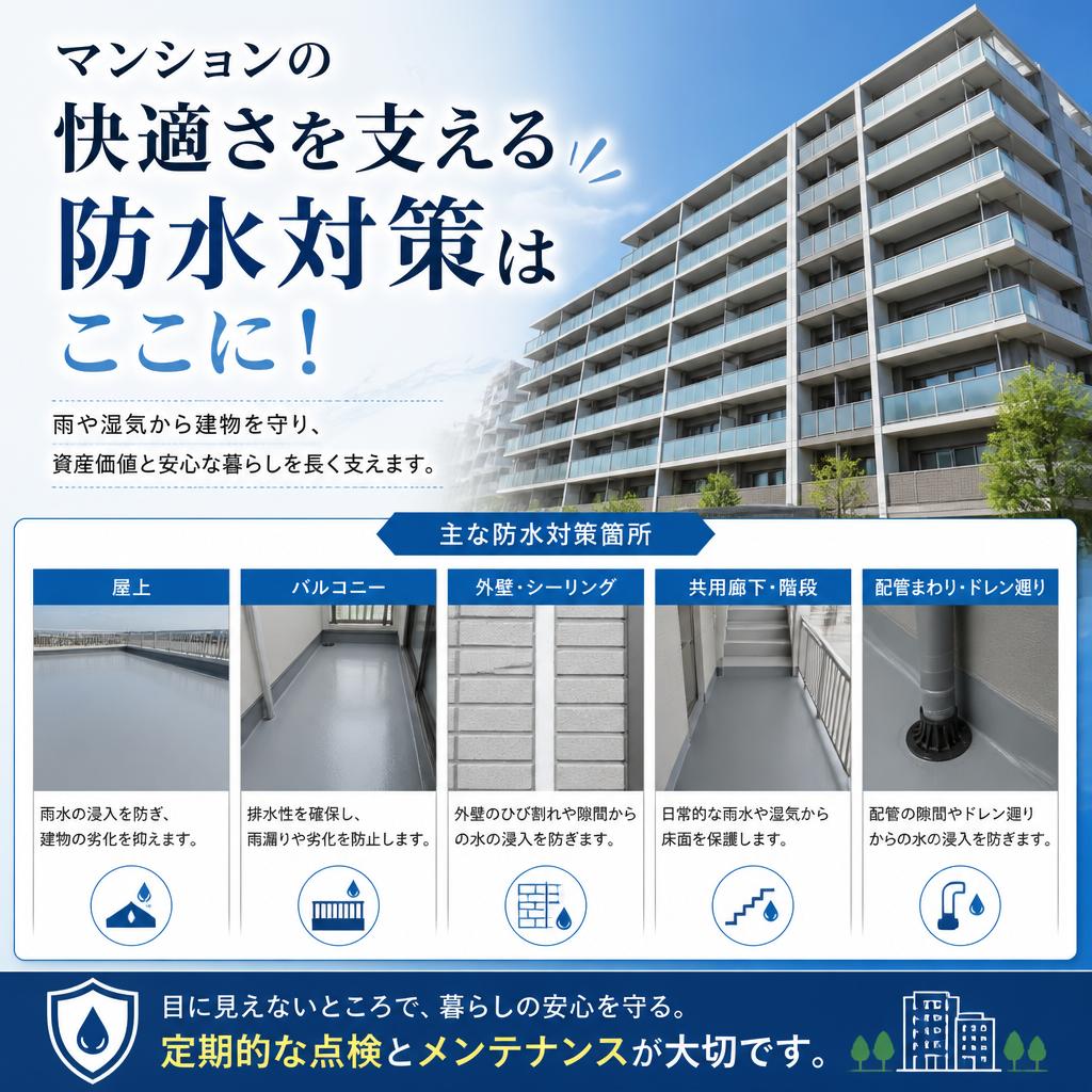 マンションの快適さを支える防水対策はここに！