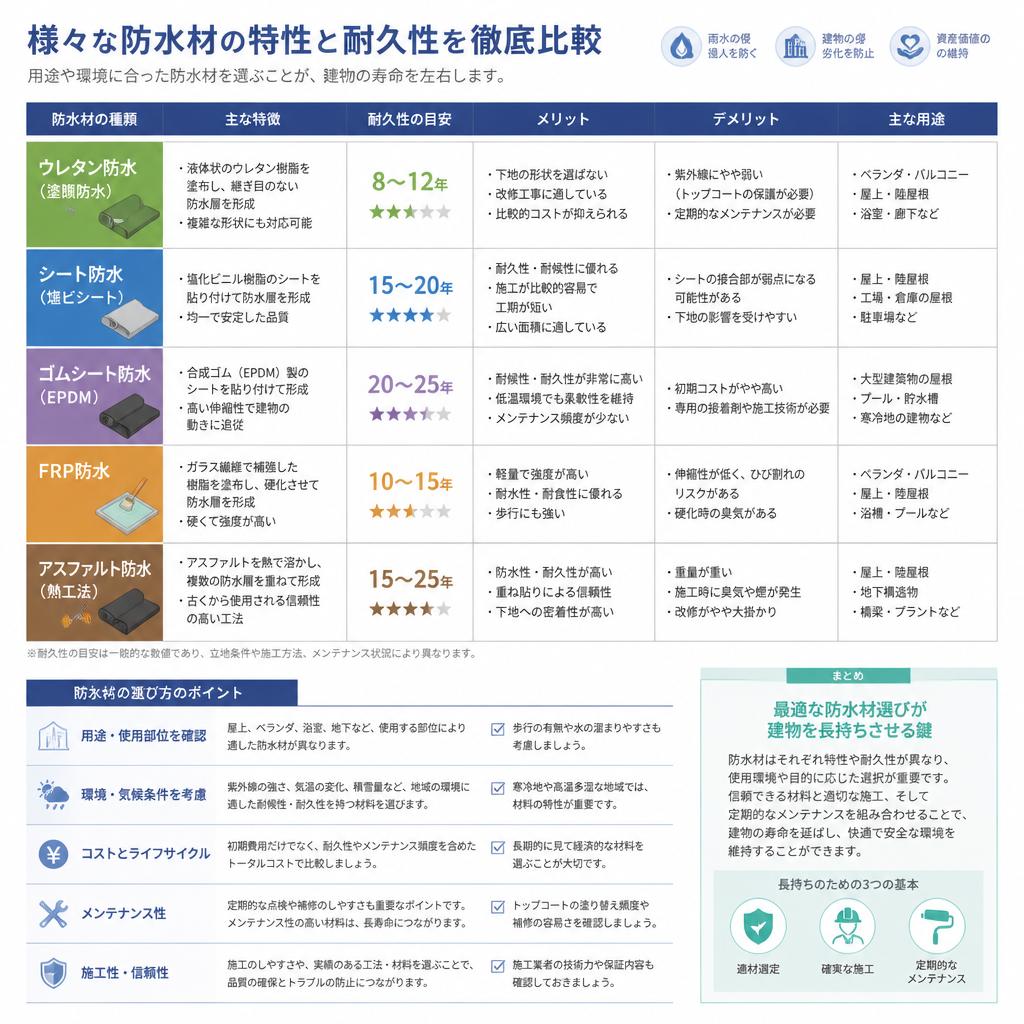 耐久性に優れた防水材とは？
