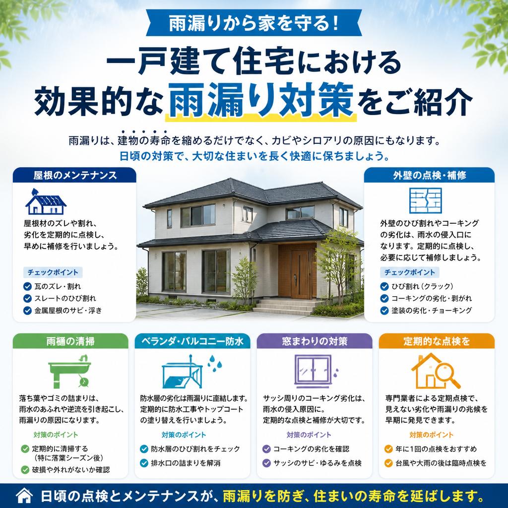 雨漏りから家を守る！一戸建て住宅における効果的な雨漏り対策をご紹介
