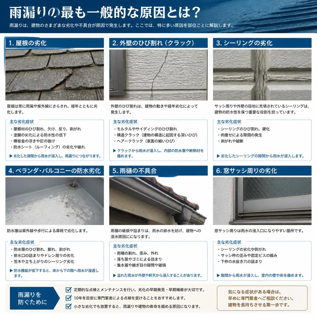 雨漏りの主な原因とは？