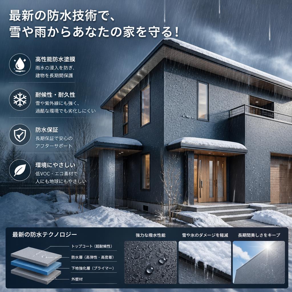 最新の防水技術で、雪や雨からあなたの家を守る！