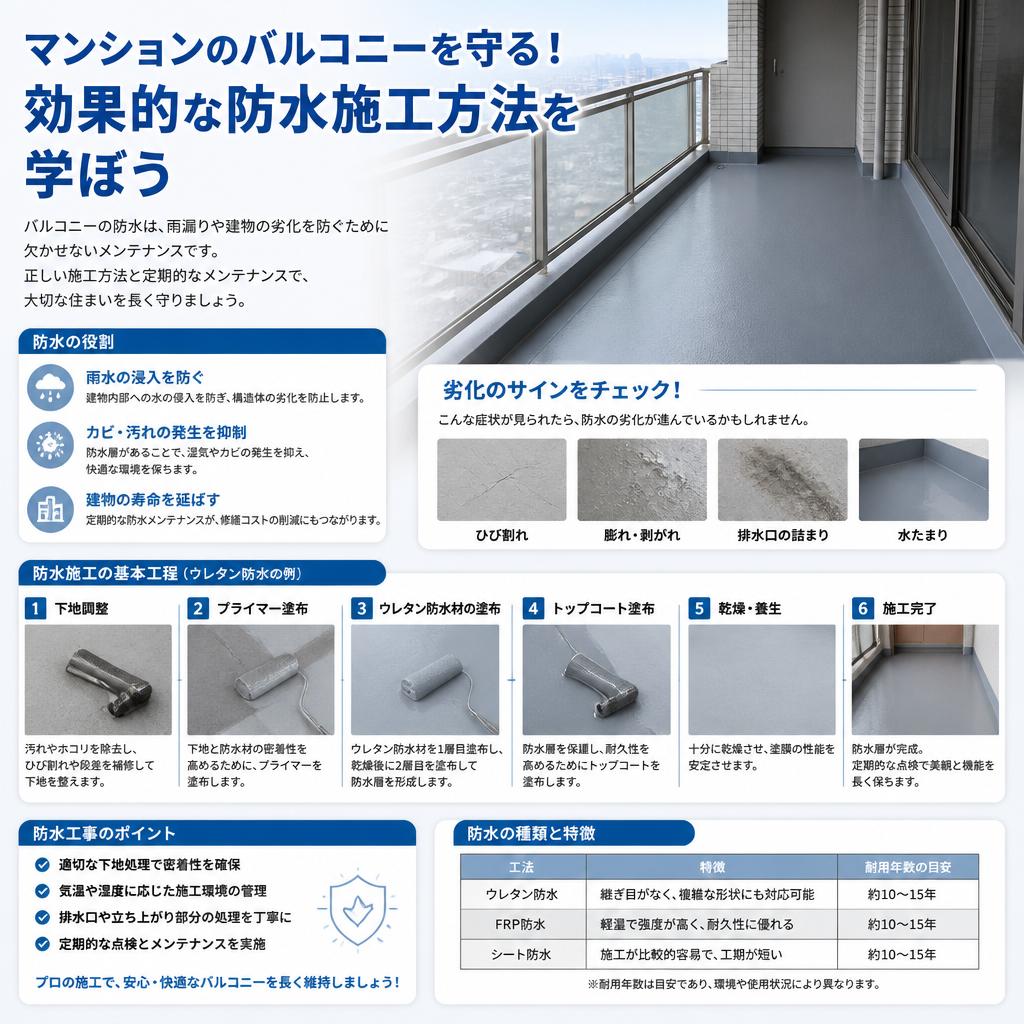 マンションのバルコニーを守る！効果的な防水施工方法を学ぼう