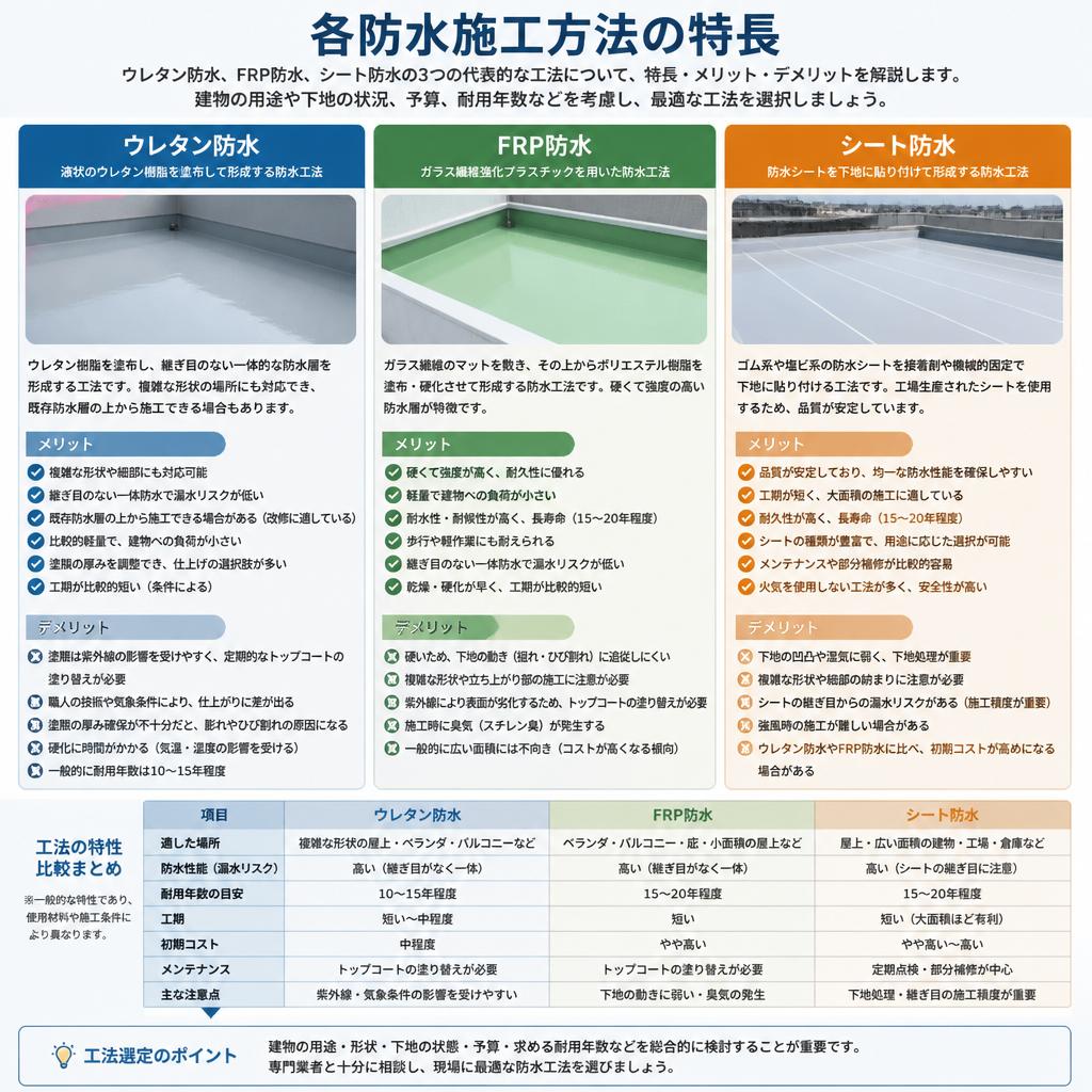 バルコニーの防水施工方法の種類