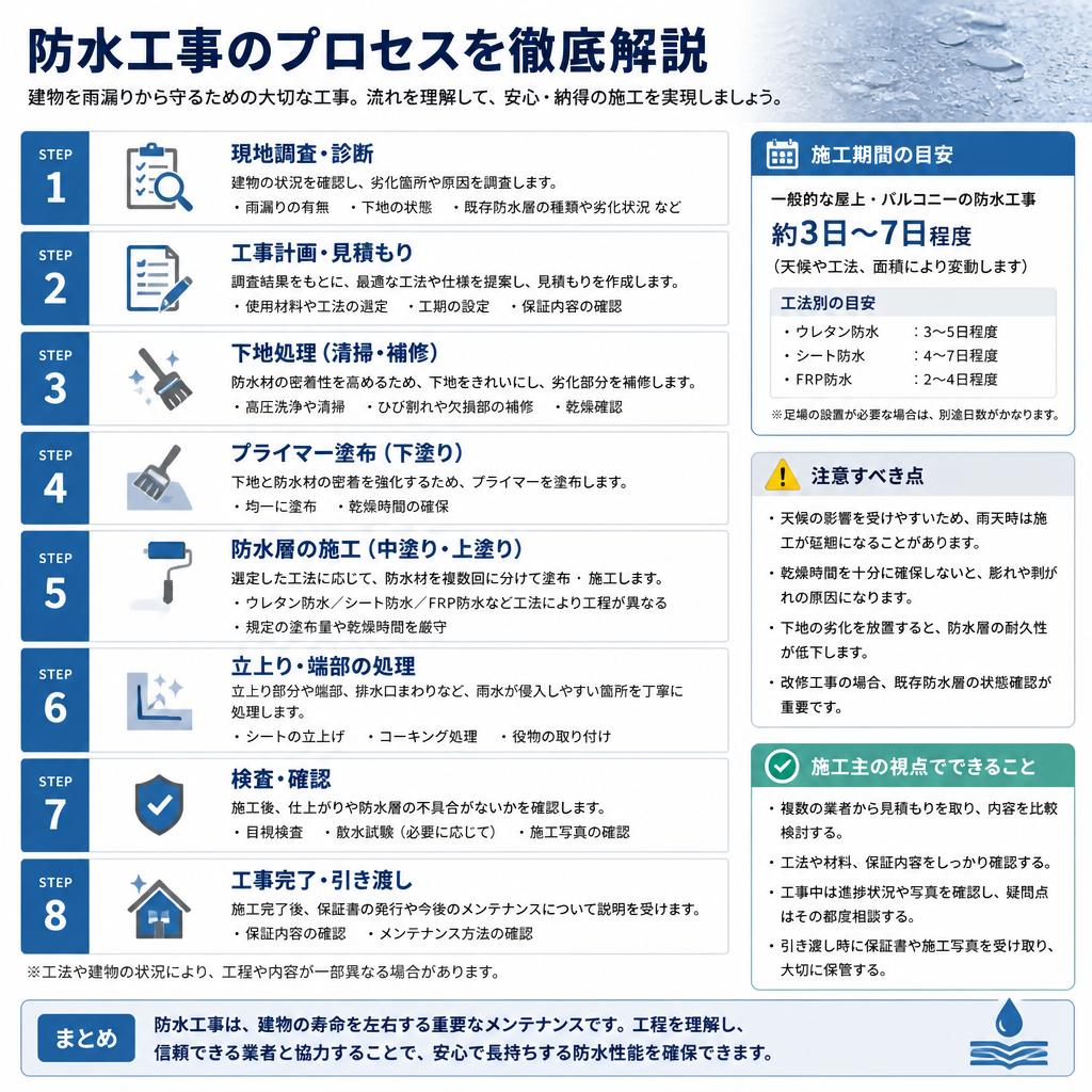 防水施行の流れとポイント