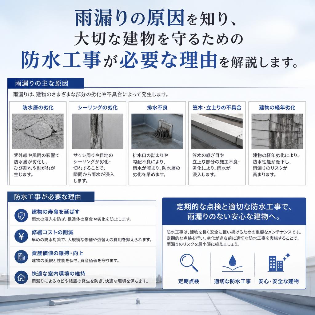 雨漏りのリスクと防水工事の重要性