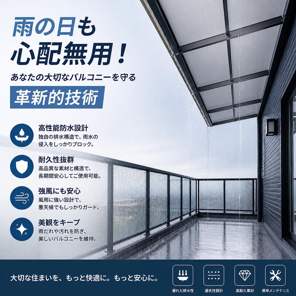 雨の日も心配無用！あなたの大切なバルコニーを守る革新的技術