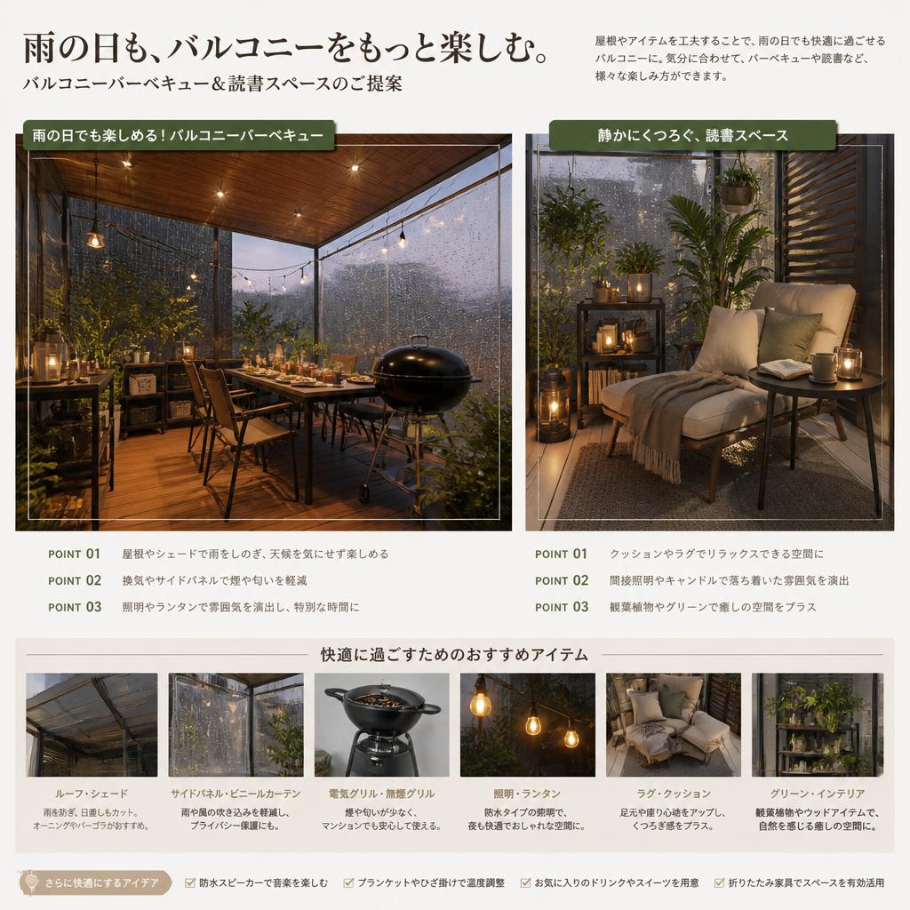 雨の日のバルコニー活用法