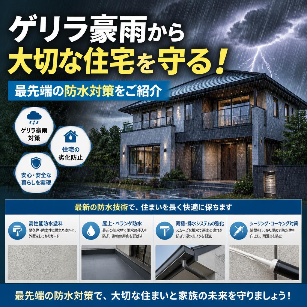 ゲリラ豪雨から大切な住宅を守る！最先端の防水対策をご紹介