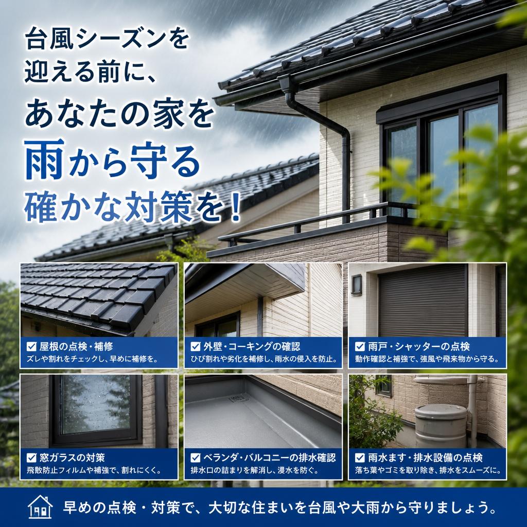 台風シーズンを迎える前に、あなたの家を雨から守る確かな対策を！