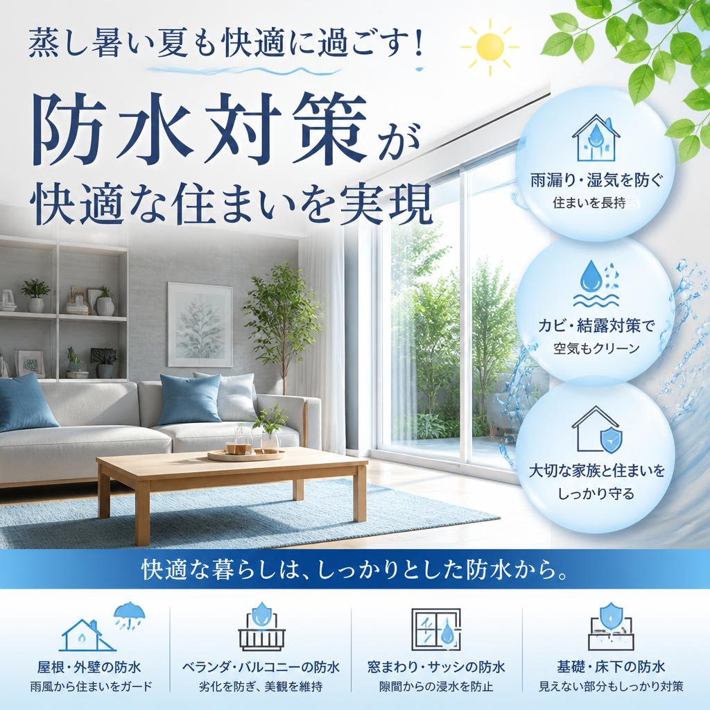 蒸し暑い夏も快適に過ごす！防水対策が快適な住まいを実現