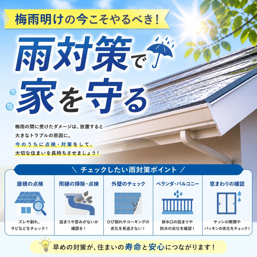 梅雨明けの今こそやるべき！雨対策で家を守る