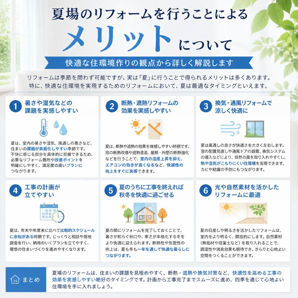 夏場のリフォームで得られるメリット