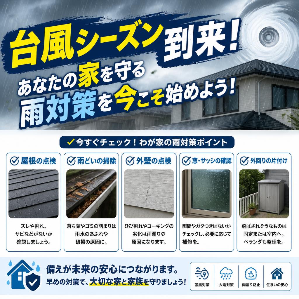 台風シーズン到来！あなたの家を守る雨対策を今こそ始めよう！