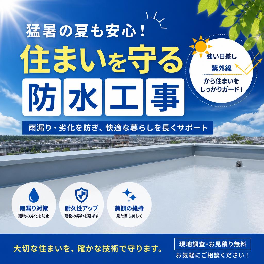 猛暑の夏も安心！住まいを守る防水工事