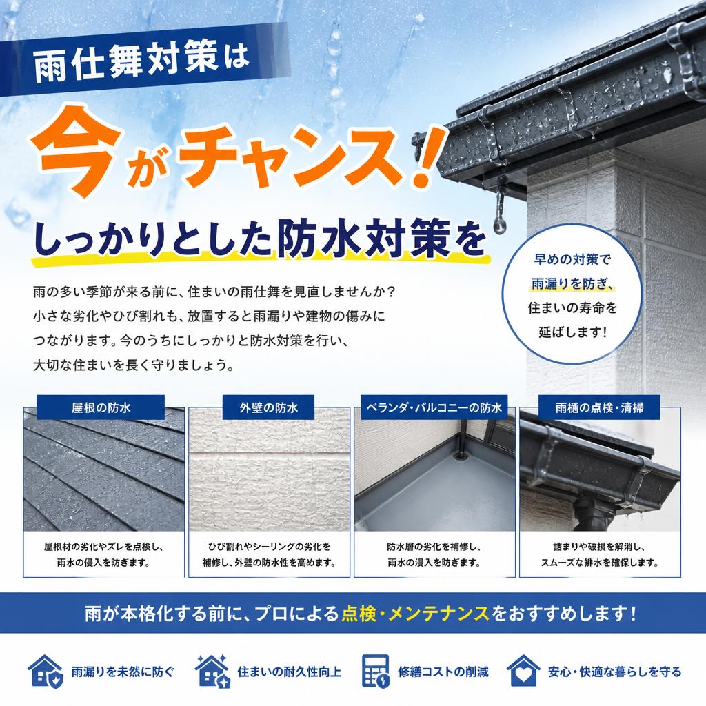 雨仕舞対策は今がチャンス！しっかりとした防水対策を