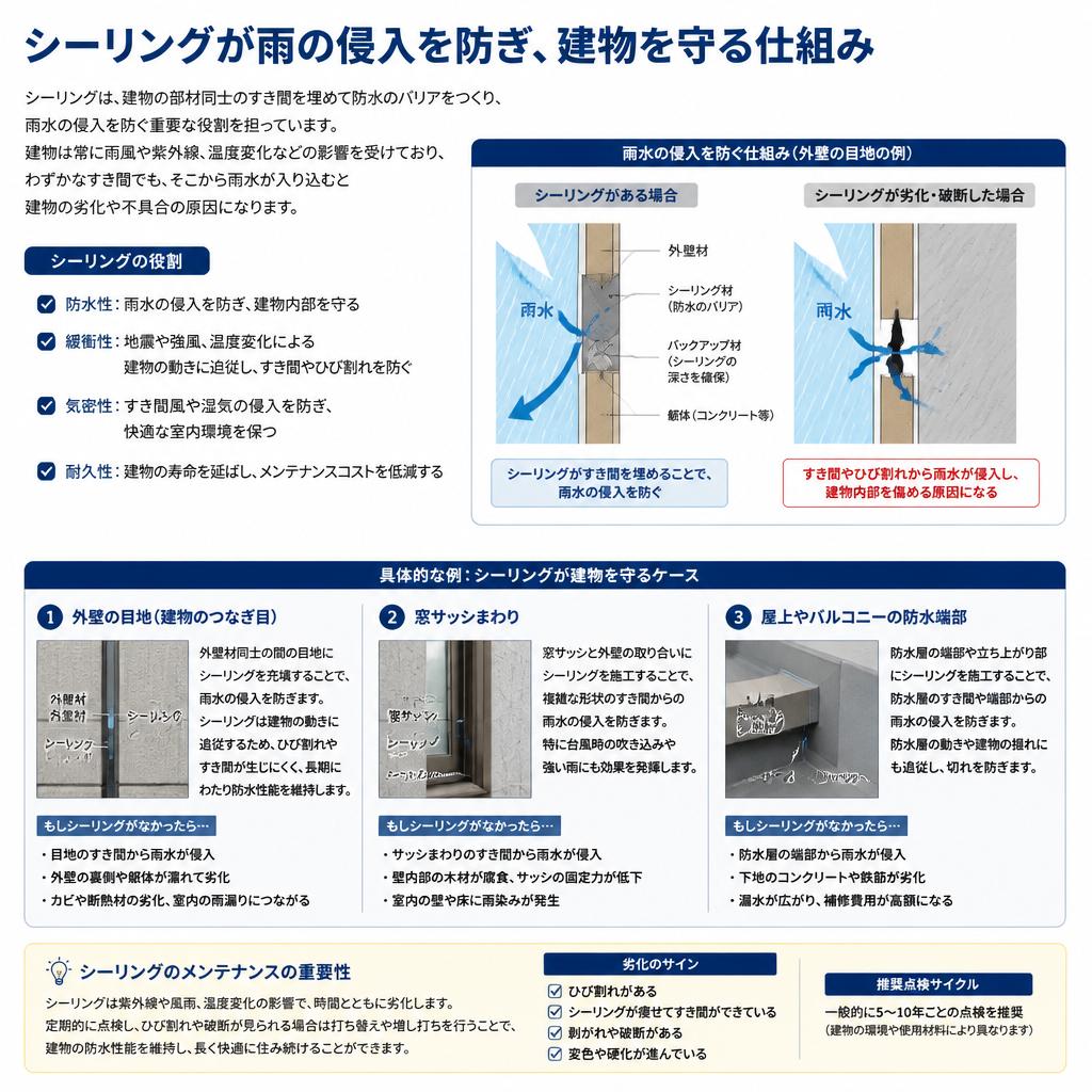 シーリングによる雨漏り予防の仕組み