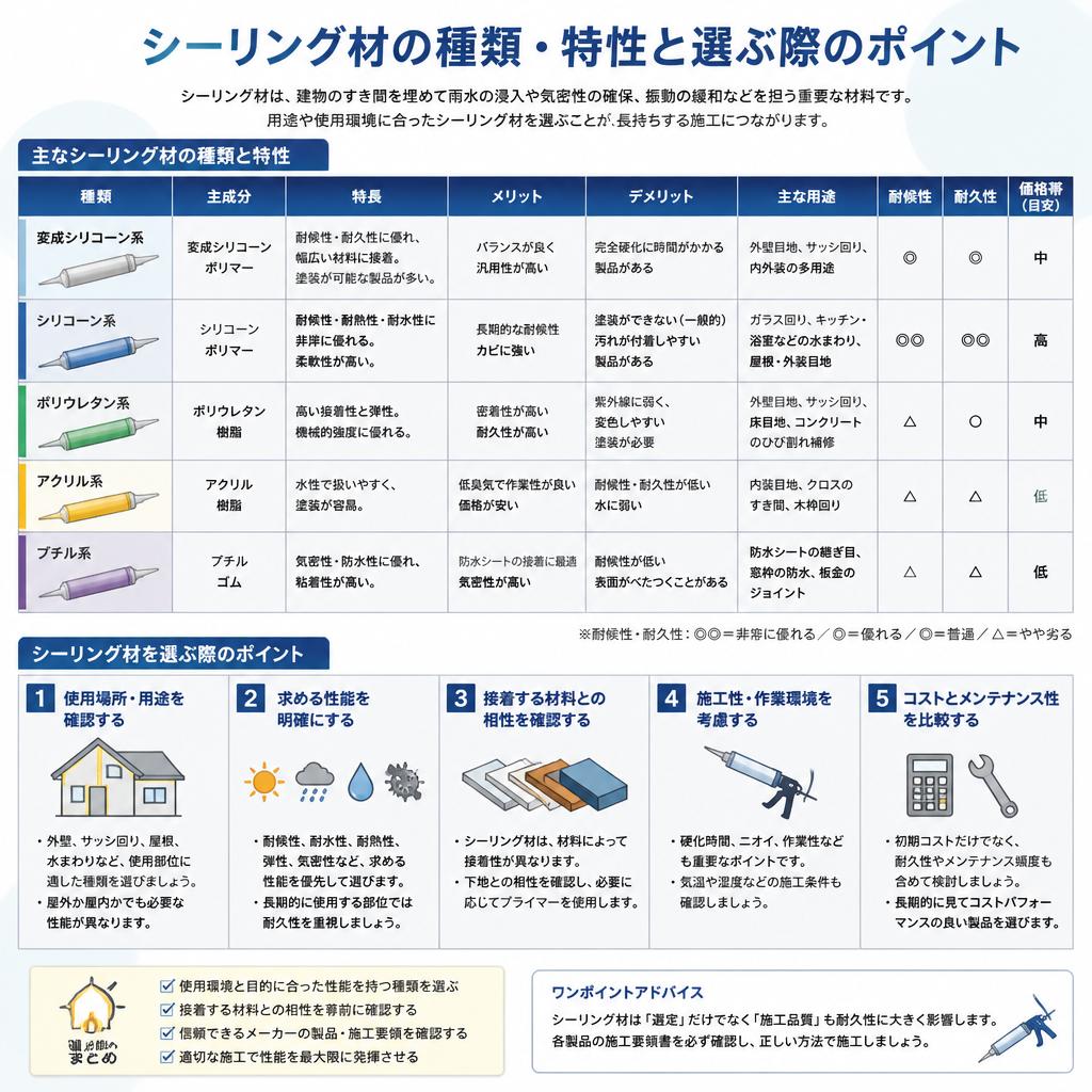 適切なシーリングの選び方