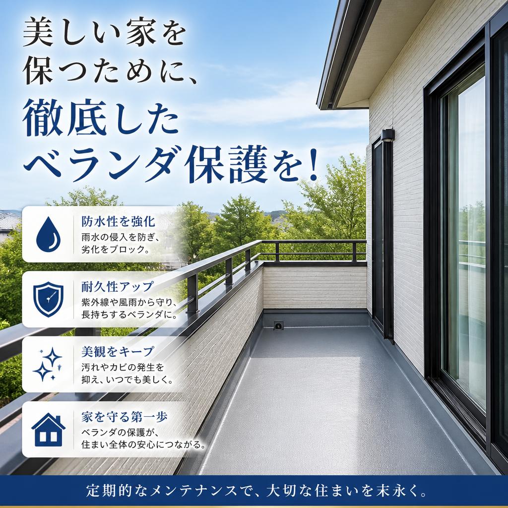 美しい家を保つために、徹底したベランダ保護を！