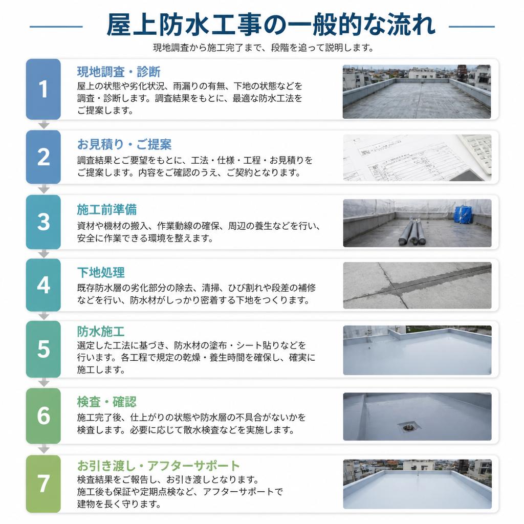 2. 屋上防水の基本プロセス