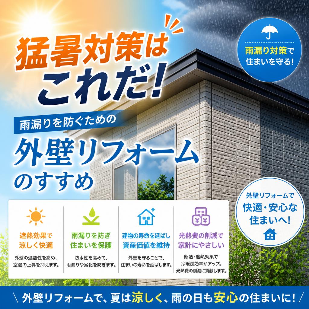 猛暑対策はこれだ！雨漏りを防ぐための外壁リフォームのすすめ