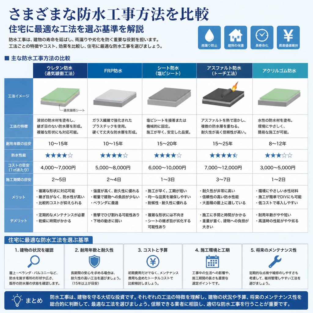 防水工事の種類と選び方