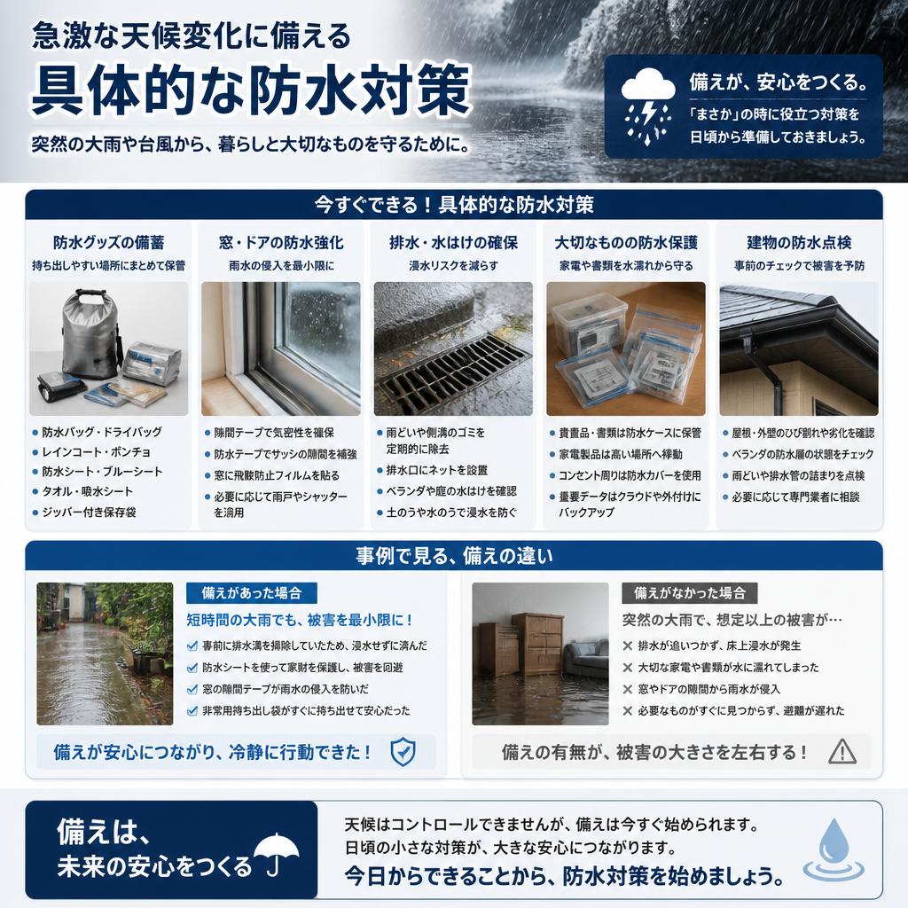 ゲリラ豪雨対策！急激な天候変化に備える