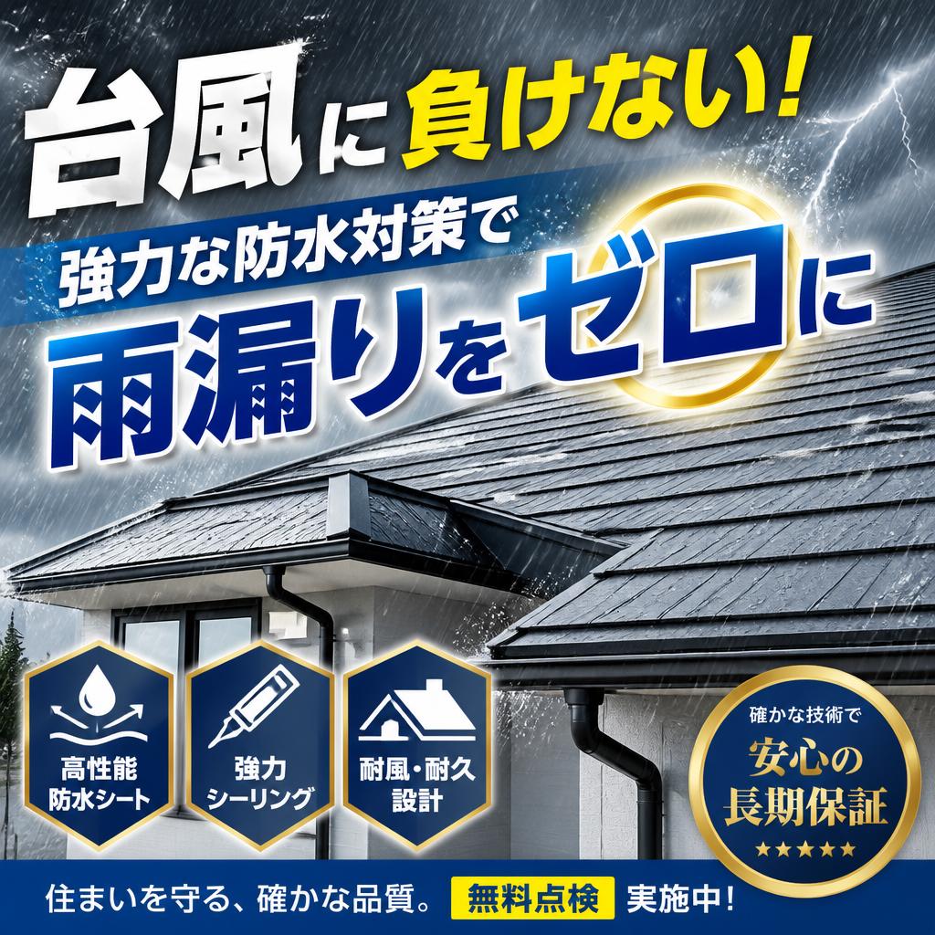 台風に負けない！強力な防水対策で雨漏りをゼロに