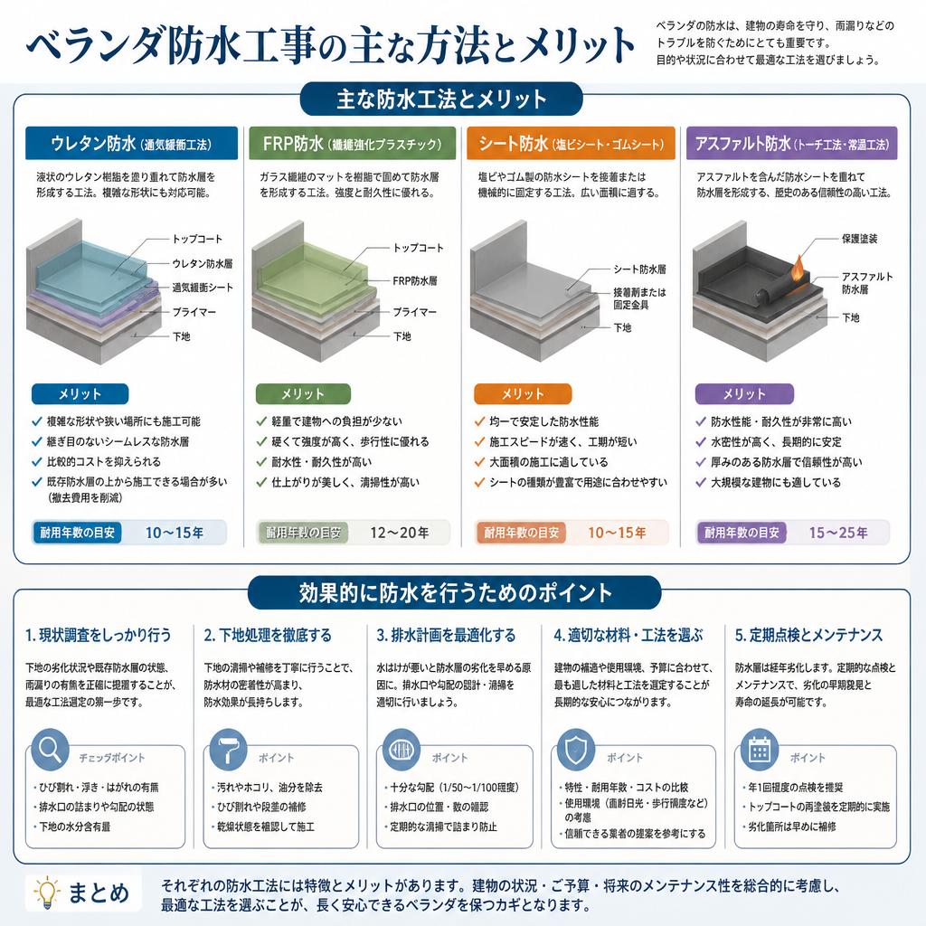 ベランダ防水の施工方法とメリット