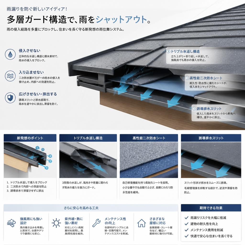 雨漏りを防ぐ新しいアイディア！