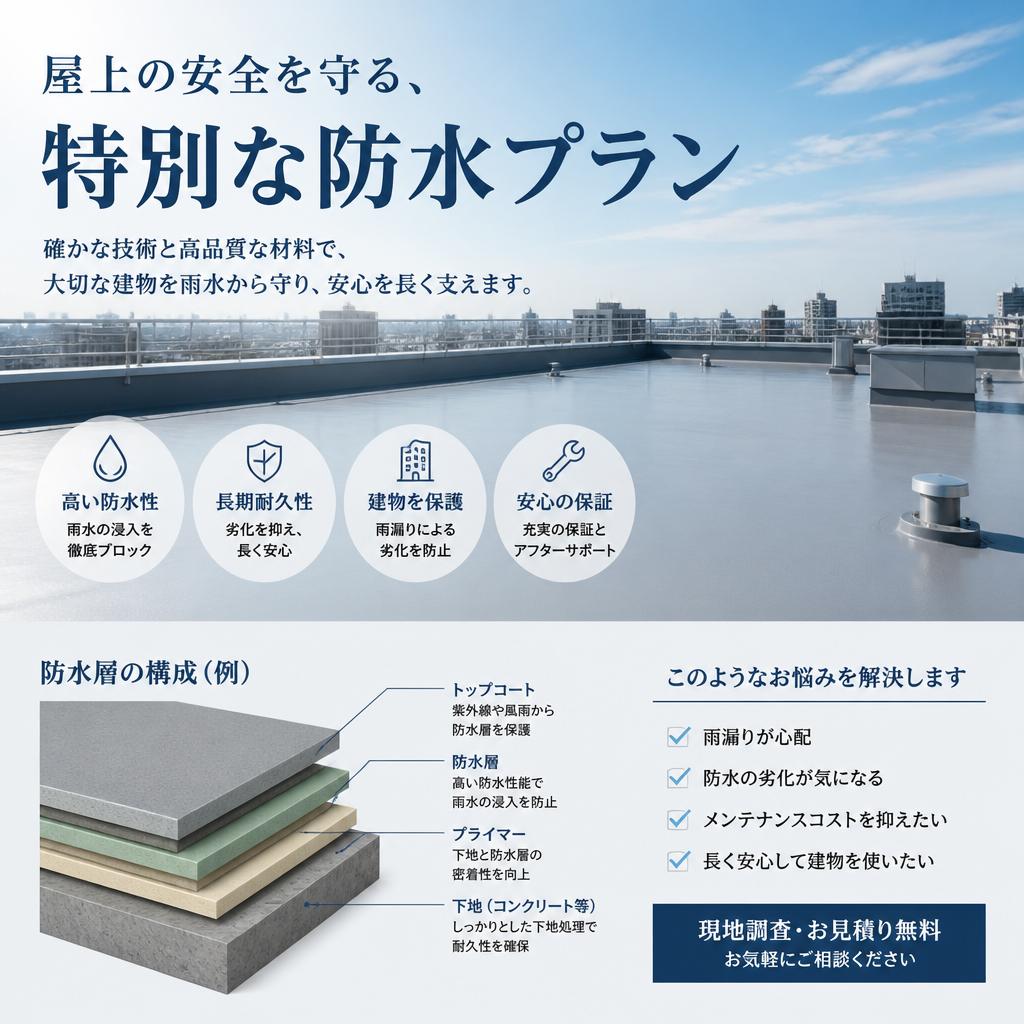 屋上の安全を守る、特別な防水プラン